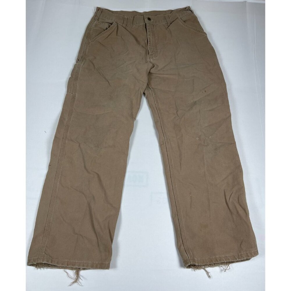 Carhartt Men's Tan Sandstone Duck Double-Front Double Knee Work Pants B136 36x27